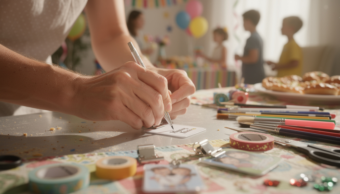 apprenez à créer facilement des badges prénom personnalisés pour chaque invité lors d'une fête pour enfants, pour rendre l'événement encore plus convivial et organisé.