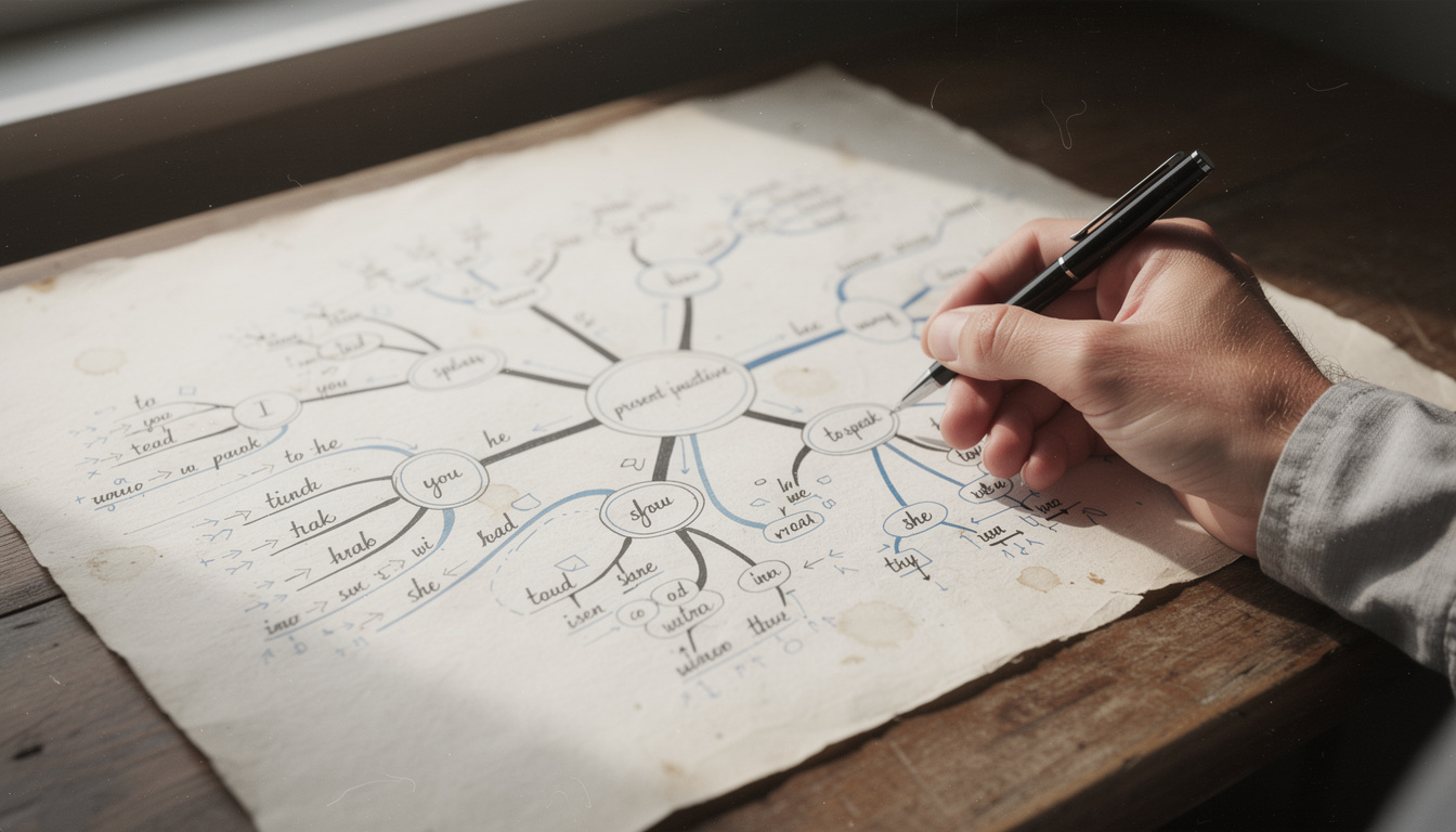 découvrez comment maîtriser les verbes au présent de l'indicatif grâce à une carte mentale claire et facile à comprendre. simplifiez votre apprentissage de la conjugaison française.