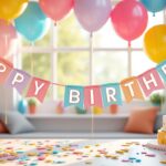 décorez la fête d’anniversaire de votre enfant avec notre guirlande joyeux anniversaire personnalisable, alliant style et convivialité pour une ambiance festive unique.