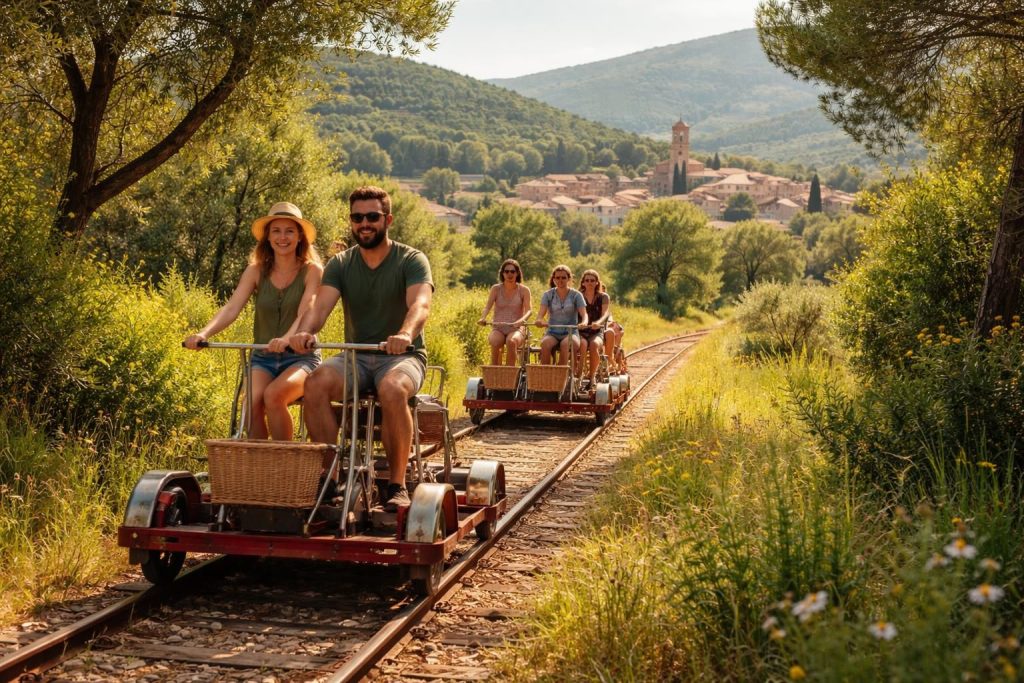 découvrez le vélorail de pourcieux, une activité écologique unique alliant nature et aventure. profitez d'une balade insolite à travers les paysages pittoresques tout en respectant l'environnement. à ne pas manquer pour les amoureux de plein air et de tourisme durable !