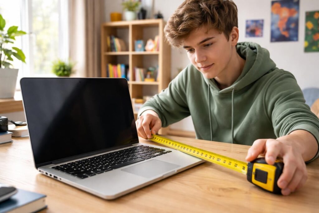 apprends facilement à mesurer la taille d’un pc portable avec notre guide simple et amusant, spécialement conçu pour les ados.