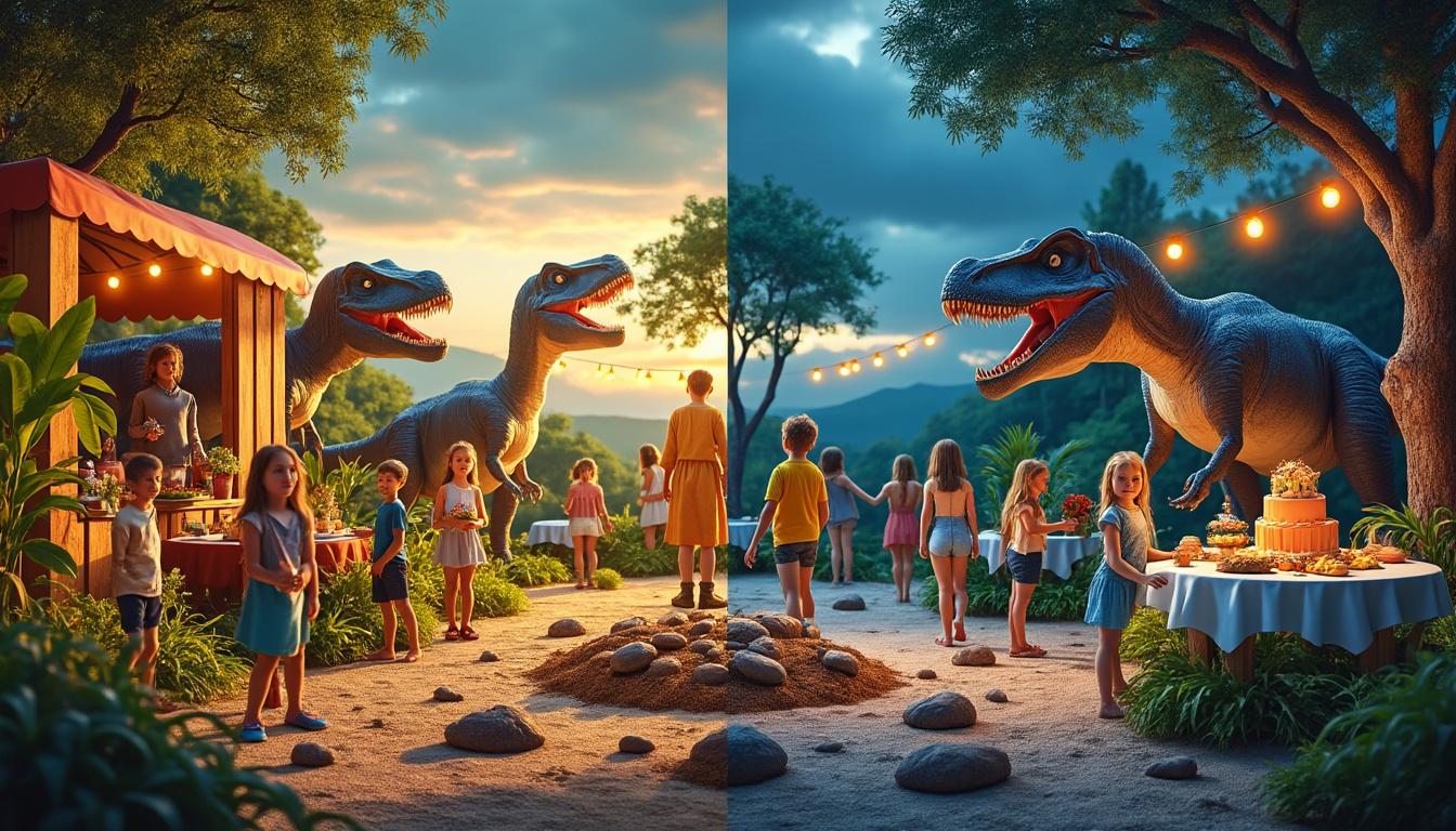 découvrez notre top 10 des thèmes de fête autour des dinosaures pour enfants, des idées originales et amusantes qui feront sensation lors de l'anniversaire de votre petit paléontologue en herbe.