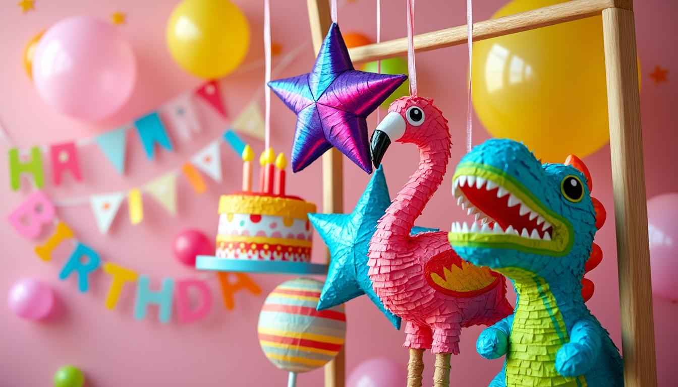 apportez joie et excitation à votre fête pour enfants grâce à une piñata remplie de surprises amusantes et colorées.