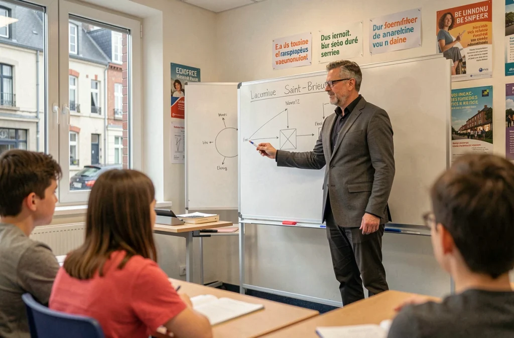 Enseignant en salle de classe au Lycée Saint-Charles La Providence de Saint-Brieuc