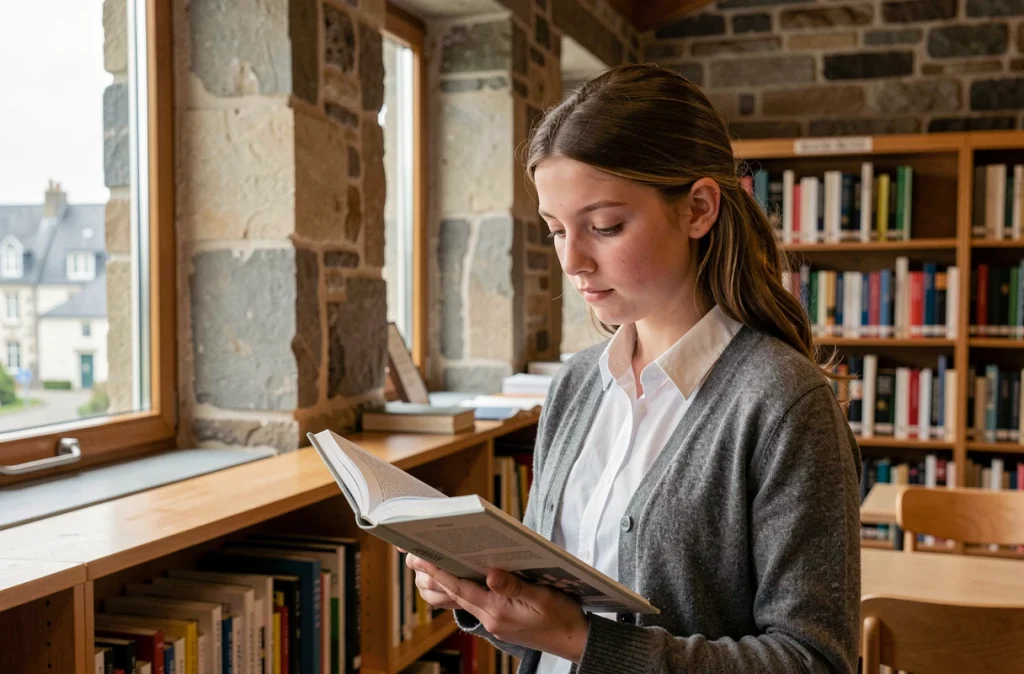 Étudiante en bibliothèque au Lycée Saint-Joseph Bossuet de Lannion
