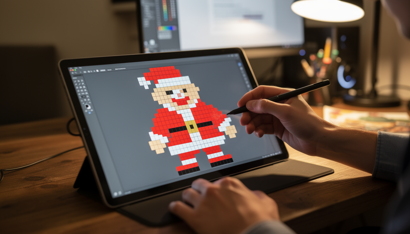 pixel art père Noël